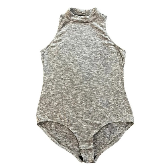Xhilaration Women's‎ Large High Neck Heathered Grey Sleeveless Bodysuit - Picture 1 of 3